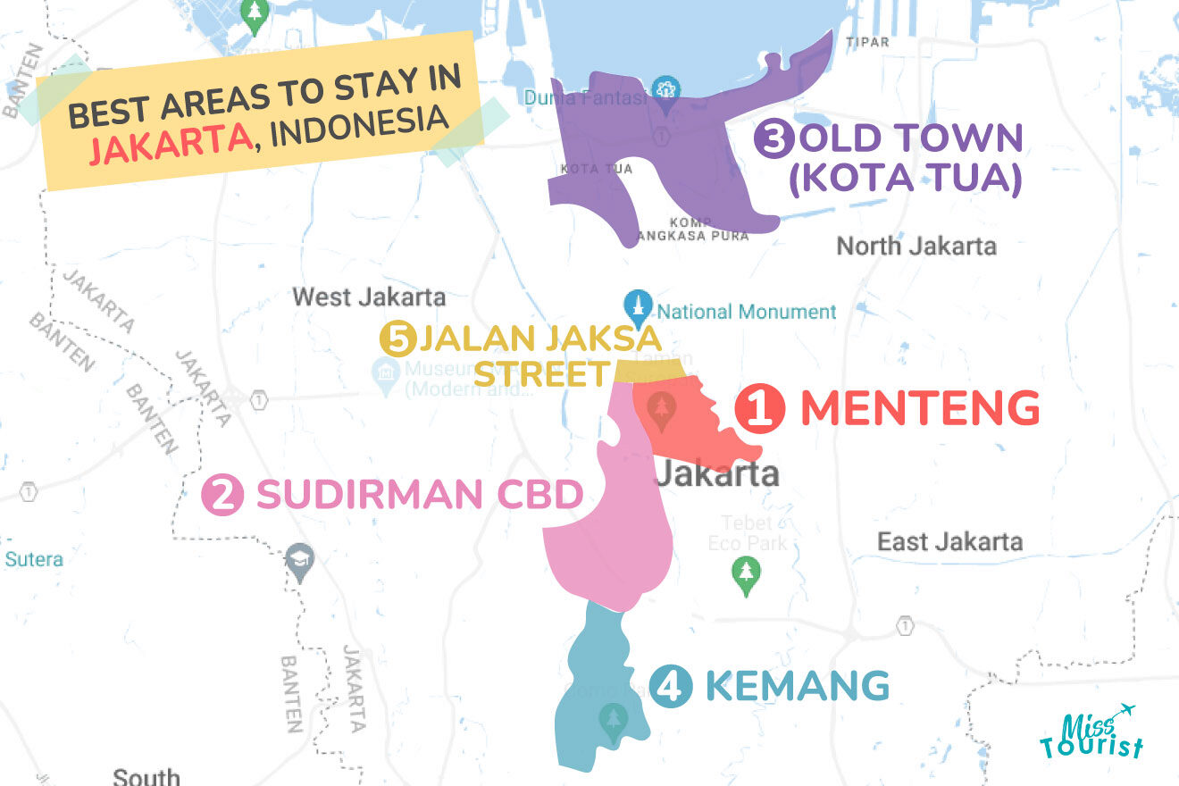 Map of best places to stay Jakarta
